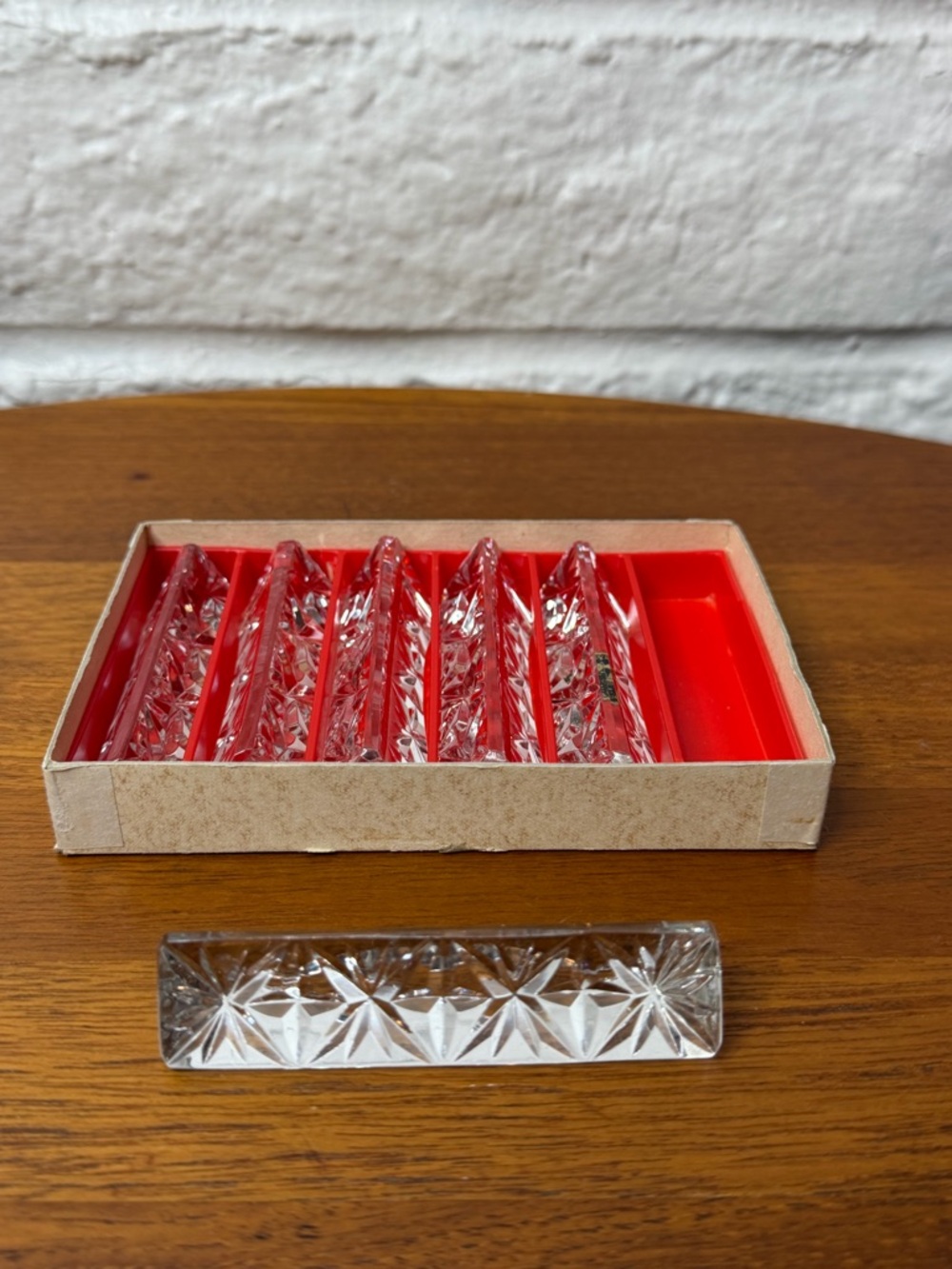 Vintage Golden Crown Western Germany Lead Crystal Knife Rests Original Box E&R